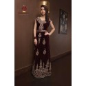 Splendide Robe Algérienne en Velours Bordeaux Brodé Longue Élégante Cérémonie Femme