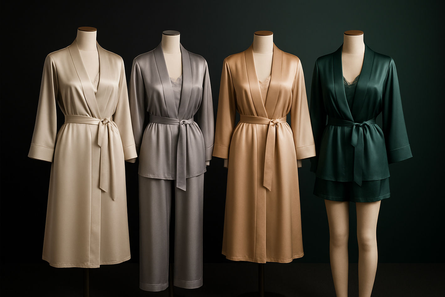 give me robe suite women clothes photos with black green backround 